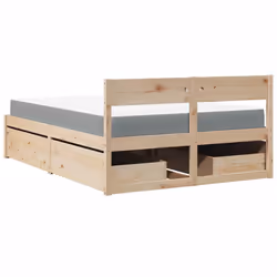 vidaXL Bed with Drawers and Mattress Home Bed Base Bedstead Solid Wood Pine - natural, 120 x 200 cm - Additional view 5