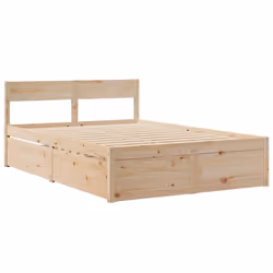 vidaXL Bed with Drawers and Mattress Home Bed Base Bedstead Solid Wood Pine - natural, 120 x 200 cm - Additional view 6