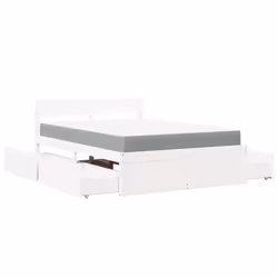 vidaXL Bed with Drawers and Mattress Home Bed Base Bedstead Solid Wood Pine - white - Additional view 10