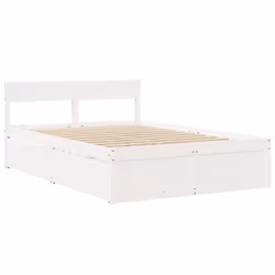 vidaXL Bed with Drawers and Mattress Home Bed Base Bedstead Solid Wood Pine - white - Additional view 6