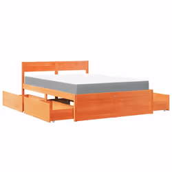 vidaXL Bed with Drawers and Mattress Home Bed Base Bedstead Solid Wood Pine - wax brown, 120 x 200 cm - Additional view 10