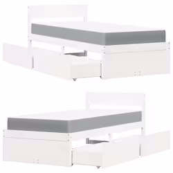 vidaXL Bed with Drawers and Mattress Home Bed Base Bedstead Solid Wood Pine - white, 100 x 200 cm - Additional view 10