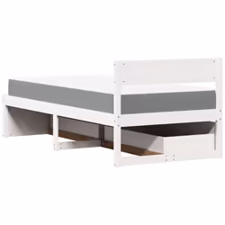 vidaXL Bed with Drawers and Mattress Home Bed Base Bedstead Solid Wood Pine - white, 100 x 200 cm - Additional view 5