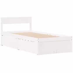 vidaXL Bed with Drawers and Mattress Home Bed Base Bedstead Solid Wood Pine - white, 100 x 200 cm - Additional view 6