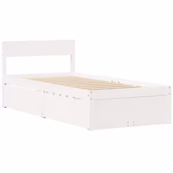 vidaXL Bed with Drawers and Mattress Home Bed Base Bedstead Solid Wood Pine - white, 90 x 200 cm - Additional view 6