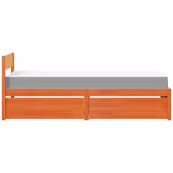 vidaXL Bed with Drawers and Mattress Home Bed Base Bedstead Solid Wood Pine - wax brown, 90 x 200 cm - Additional view 4