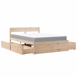 vidaXL Bed with Drawers and Mattress Home Bed Base Bedstead Solid Wood Pine - natural, 140 x 190 cm - Additional view 10