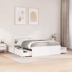 vidaXL Bed with Drawers and Mattress Home Bed Base Bedstead Solid Wood Pine - white, 140 x 190 cm - Additional view 2