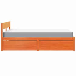 vidaXL Bed with Drawers and Mattress Home Bed Base Bedstead Solid Wood Pine - wax brown, 140 x 190 cm - Additional view 4