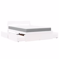 vidaXL Bed with Drawers and Mattress Home Bed Base Bedstead Solid Wood Pine - white, 120 x 190 cm - Additional view 10