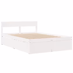 vidaXL Bed with Drawers and Mattress Home Bed Base Bedstead Solid Wood Pine - white, 120 x 190 cm - Additional view 6