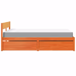 vidaXL Bed with Drawers and Mattress Home Bed Base Bedstead Solid Wood Pine - wax brown, 120 x 190 cm - Additional view 4