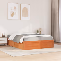 vidaXL Bed with Mattress Wax Brown Bedroom Bed Base Bedstead Solid Wood Pine - wax brown, 160 x 200 cm - Additional view 2