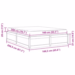 vidaXL Bed with Mattress Wax Brown Bedroom Bed Base Bedstead Solid Wood Pine - wax brown, 160 x 200 cm - Additional view 3