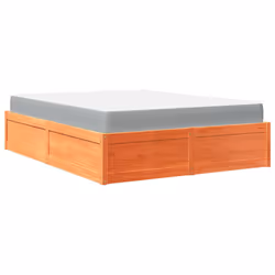 vidaXL Bed with Mattress Wax Brown Bedroom Bed Base Bedstead Solid Wood Pine - wax brown, 160 x 200 cm - Additional view 5