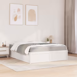 vidaXL Bed with Mattress Wax Brown Bedroom Bed Base Bedstead Solid Wood Pine - white, 140 x 200 cm - Additional view 2