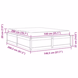 vidaXL Bed with Mattress Wax Brown Bedroom Bed Base Bedstead Solid Wood Pine - wax brown, 140 x 200 cm - Additional view 3