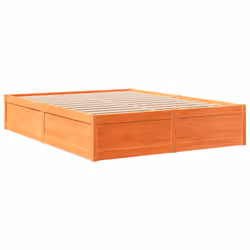 vidaXL Bed with Mattress Wax Brown Bedroom Bed Base Bedstead Solid Wood Pine - wax brown, 140 x 200 cm - Additional view 4