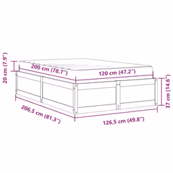 vidaXL Bed with Mattress Wax Brown Bedroom Bed Base Bedstead Solid Wood Pine - wax brown, 120 x 200 cm - Additional view 3