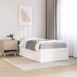vidaXL Bed with Mattress Wax Brown Bedroom Bed Base Bedstead Solid Wood Pine - white, 100 x 200 cm - Additional view 2