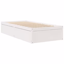 vidaXL Bed with Mattress Wax Brown Bedroom Bed Base Bedstead Solid Wood Pine - white, 100 x 200 cm - Additional view 4