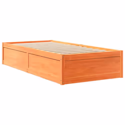 vidaXL Bed with Mattress Wax Brown Bedroom Bed Base Bedstead Solid Wood Pine - wax brown, 100 x 200 cm - Additional view 5