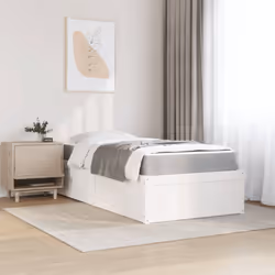 vidaXL Bed with Mattress Wax Brown Bedroom Bed Base Bedstead Solid Wood Pine - white, 90 x 200 cm - Additional view 2