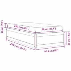 vidaXL Bed with Mattress Wax Brown Bedroom Bed Base Bedstead Solid Wood Pine - white, 90 x 200 cm - Additional view 3