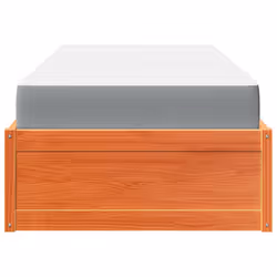 vidaXL Bed with Mattress Wax Brown Bedroom Bed Base Bedstead Solid Wood Pine - wax brown, 90 x 200 cm - Additional view 4