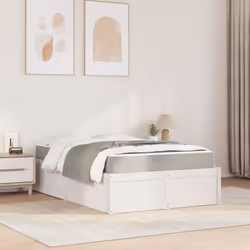 vidaXL Bed with Mattress Wax Brown Bedroom Bed Base Bedstead Solid Wood Pine - white, 140 x 190 cm - Additional view 2