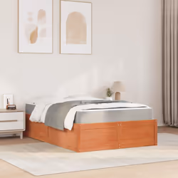 vidaXL Bed with Mattress Wax Brown Bedroom Bed Base Bedstead Solid Wood Pine - wax brown, 140 x 190 cm - Additional view 2