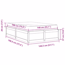 vidaXL Bed with Mattress Wax Brown Bedroom Bed Base Bedstead Solid Wood Pine - wax brown, 140 x 190 cm - Additional view 3