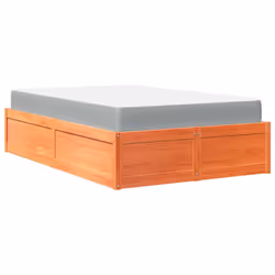vidaXL Bed with Mattress Wax Brown Bedroom Bed Base Bedstead Solid Wood Pine - wax brown, 140 x 190 cm - Additional view 7