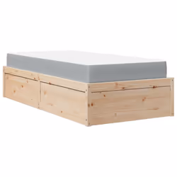 vidaXL Bed with Mattress Wax Brown Bedroom Bed Base Bedstead Solid Wood Pine - natural, 90 x 190 cm
