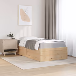vidaXL Bed with Mattress Wax Brown Bedroom Bed Base Bedstead Solid Wood Pine - natural, 90 x 190 cm