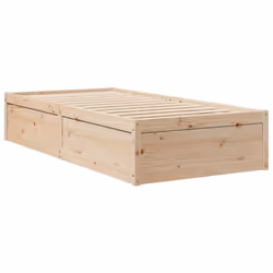 vidaXL Bed with Mattress Wax Brown Bedroom Bed Base Bedstead Solid Wood Pine - natural, 90 x 190 cm - Additional view 4