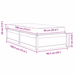 vidaXL Bed with Mattress Wax Brown Bedroom Bed Base Bedstead Solid Wood Pine - wax brown, 90 x 190 cm - Additional view 3
