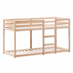 vidaXL Bunk Bed with Roof Children Bed Frame White 75x190 cm Solid Wood Pine - natural, 80 x 200 cm - Additional view 6