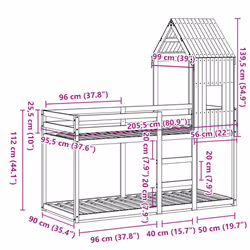 vidaXL Bunk Bed with Roof Bed Frame Kids Twin Sleeper 90x190cm Solid Wood Pine - natural, 90 x 200 cm - Additional view 3