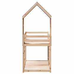 vidaXL Bunk Bed with Roof Bed Frame Kids Twin Sleeper 90x190cm Solid Wood Pine - natural, 90 x 200 cm - Additional view 4