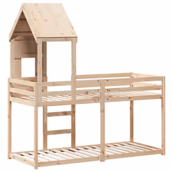 vidaXL Bunk Bed with Roof Bed Frame Kids Twin Sleeper 90x190cm Solid Wood Pine - natural, 90 x 200 cm - Additional view 5