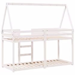 vidaXL Bunk Bed with Roof Kids Bed Frame Wax Brown 80x200 cm Solid Wood Pine - white, 80 x 200 cm - Additional view 5