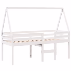 vidaXL High Sleeper Bed with Roof Loft Bed Frame 80x200 cm Solid Wood Pine - white, 80 x 200 cm - Additional view 2