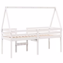 vidaXL High Sleeper Bed with Roof Loft Bed Frame 80x200 cm Solid Wood Pine - white, 90 x 190 cm - Additional view 5