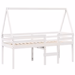 vidaXL High Sleeper Bed with Roof Loft Bed Frame 80x200 cm Solid Wood Pine - white, 75 x 190 cm - Additional view 2