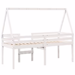 vidaXL High Sleeper Bed with Roof Loft Bed Frame 80x200 cm Solid Wood Pine - white, 75 x 190 cm - Additional view 7