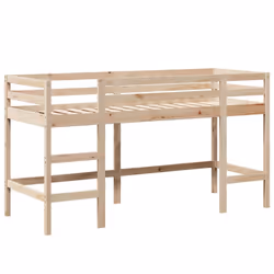vidaXL Loft Bed with Ladder and Roof Bunk Bed White Solid Wood Pine - natural, 80 x 200 cm - Additional view 4