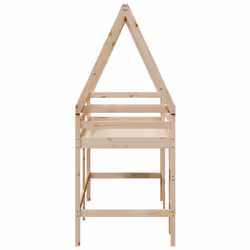 vidaXL Loft Bed with Ladder and Roof Bunk Bed White Solid Wood Pine - natural, 80 x 200 cm - Additional view 6