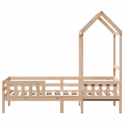 vidaXL Bed Frame with Roof Home Bed Base Mattress Foundation Solid Wood Pine - natural, 100 x 200 cm - Additional view 6