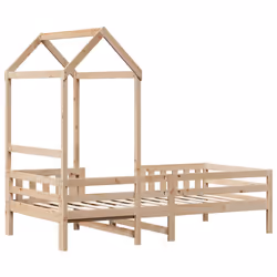 vidaXL Bed Frame with Roof Home Bed Base Mattress Foundation Solid Wood Pine - natural, 100 x 200 cm - Additional view 7